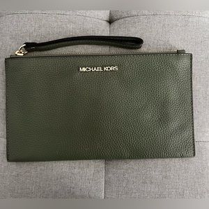 Michael Kors army green clutch